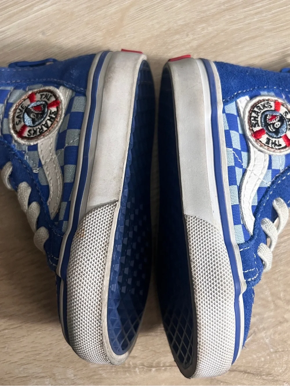 Vans Sk8-Hi Zip Checkerboard Blue Toddler Sneakers Size 4